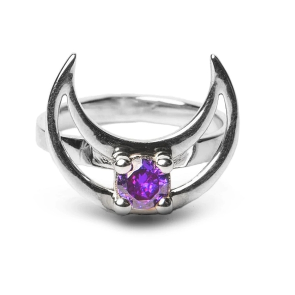 ♡ ROGUE + WOLF Mirror Stainless Steel Ring Rhea 925 Silver Amethyst Stone Purple - Picture 7 of 12